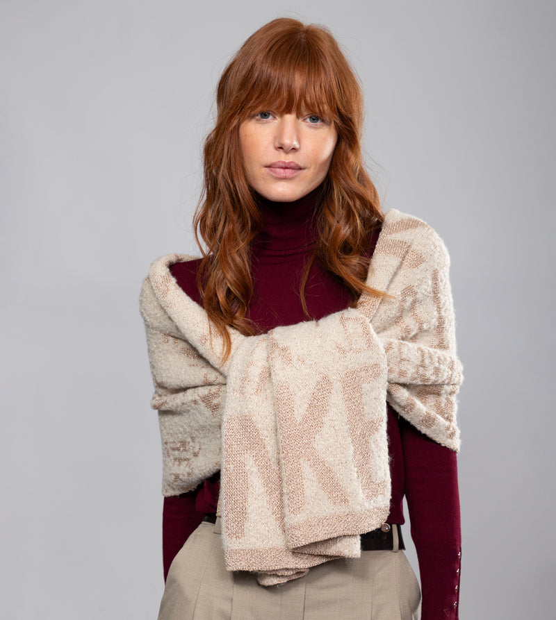 Beige logomania scarf.